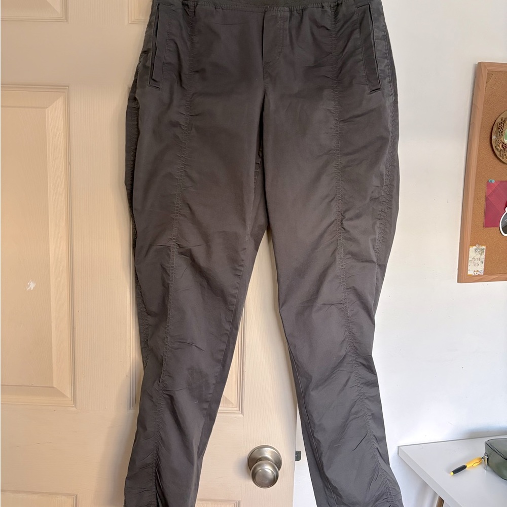 Eddie Bauer Pull On Cotton Track Trail Pants elastic waist size 8 dark Olive